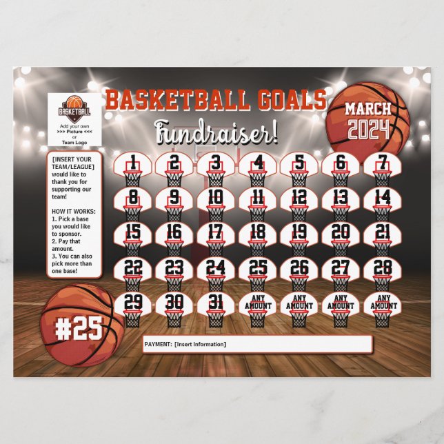 Invitation Calendrier de softball modifiable collecte de fond (Devant)