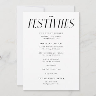 Invitation Calendrier détaillé d'un week-end de mariage éléga