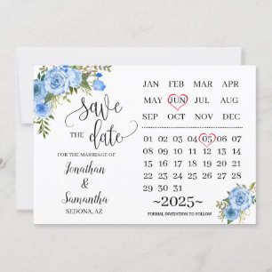 Invitation calendrier enregistrer la date Jour de mariage ros