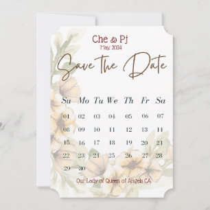 Invitation Calendrier floral Enregistrer la date