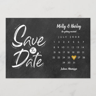 Invitation Calendrier Gold Heart Chalkboard Enregistrer la da