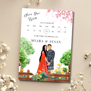 Invitation Calendrier indien enregistrer la date modèle