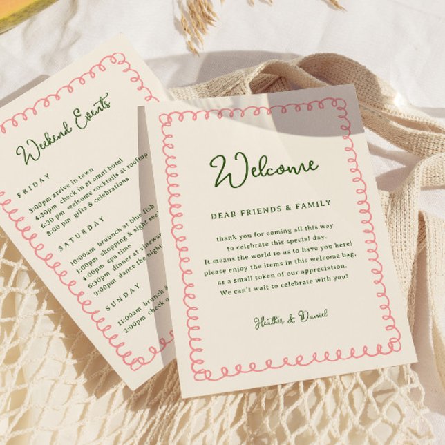 Invitation Calendrier Itinéraire Lettre de Bienvenue Rose et  (Créateur téléchargé)