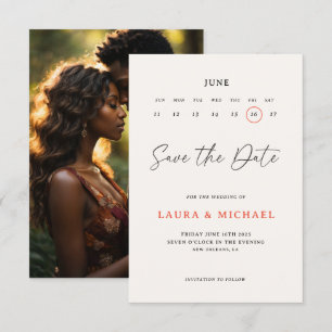 Invitation Calendrier mignon Enregistrer la date avec la phot