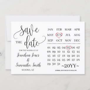 Invitation Calendrier minimal enregistrer la date mariage mod