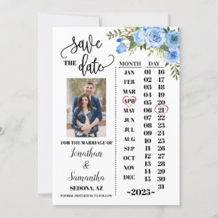 Invitation Calendrier photo enregistrer la date mariage flora