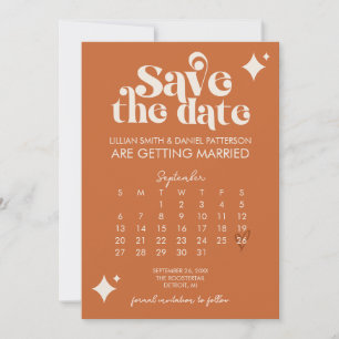 Invitation Calendrier Rétro Mariage Enregistrez La Date