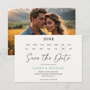 Invitation Calendrier tendance Enregistrer la date avec photo
