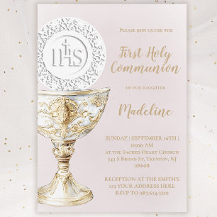 Invitation Calice d'Hostie de Première Communion solennelle