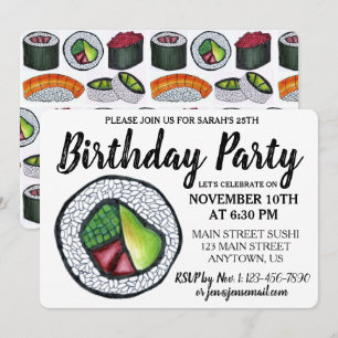 Invitation California Roll Japonais Food Sushi Anniversaire