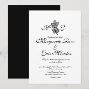 Invitation Caligraphie de la branche botanique Mariage monogr