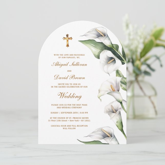 Invitation Calla Lilies Arch Religious Wedding (Debout devant)