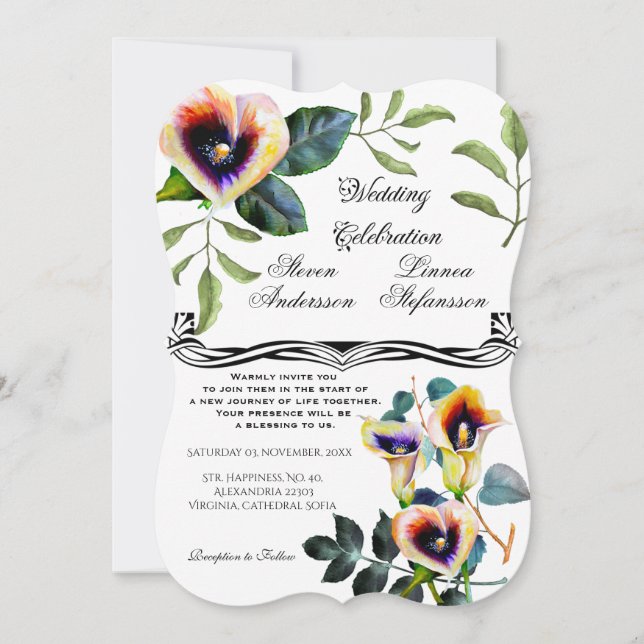 Invitation Calla Lilies Bouquet Floral victorien Élégant (Devant)