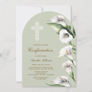 Invitation Calla Lilies sur une arche vert sauge Confirmation