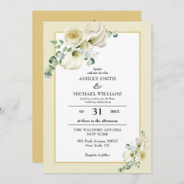 Invitation Calla Lily blanche et Mariage d'Eucalyptus vert