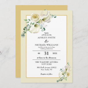 Invitation Calla Lily blanche et Mariage d'Eucalyptus vert
