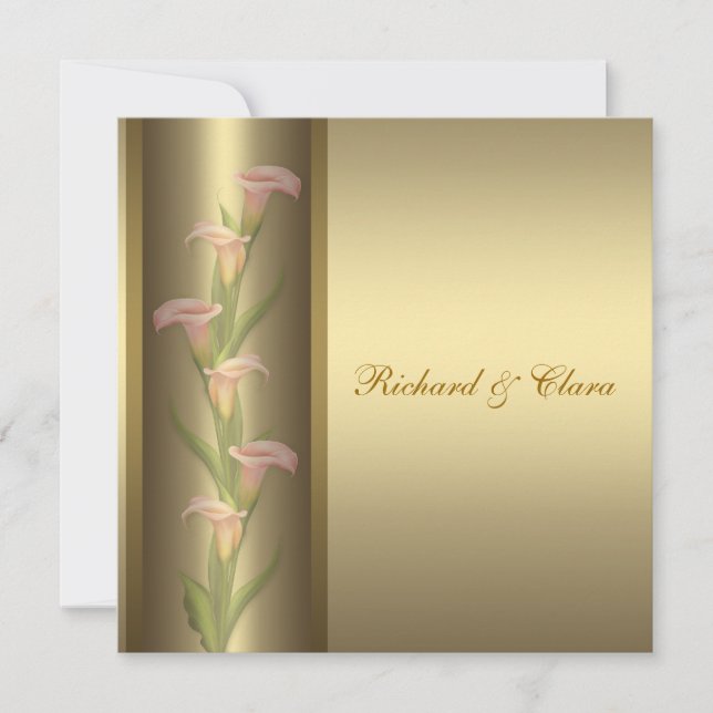 Invitation Calla Lily Doré 50e Anniversaire de Mariage Doré (Devant)