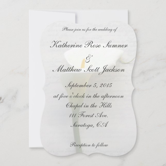 Invitation Calla lily sur l'ancienne écriture (Devant)