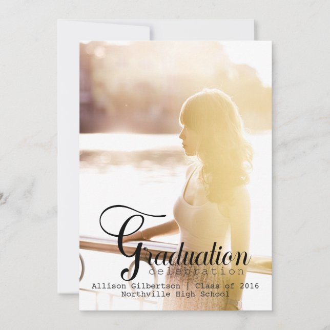 Invitation Calligraphie 2016 Graduation Photo Party Invitatio (Devant)