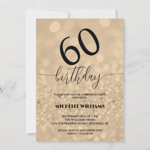 Invitation Calligraphie Anniversaire Paillettes Or Argent