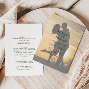 Invitation Calligraphie arrière et avant Mariage photo offici
