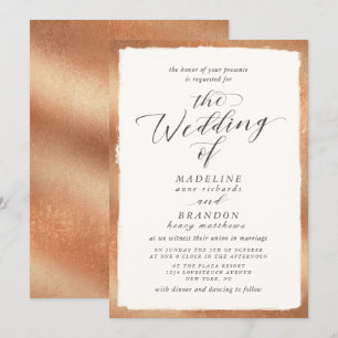 Invitation Calligraphie avec bordure en cuivre Mariage de lux