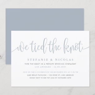 Invitation Calligraphie Bleue Dusty Nous Avons Lié Le Mariage