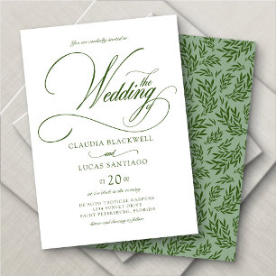 Invitation Calligraphie botanique Mariage vert