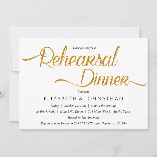 Invitation Calligraphie Chic Dîner Répétition Minimale Invita (Devant)