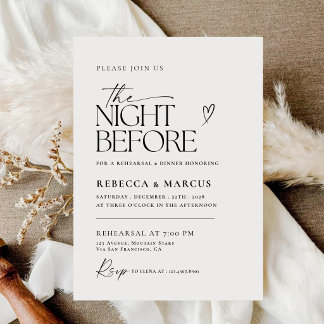Invitation Calligraphie Chic la veille du dîner de répétition