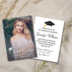 Invitation calligraphie chic moderne design photo Graduation
