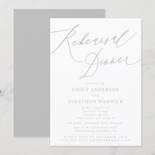 Invitation Calligraphie Clair Gris Classique Mariage Répétiti