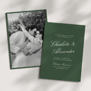 Invitation Calligraphie Classique Argent Vieux Mariage Sage F