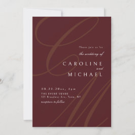 Invitation Calligraphie classique de Bourgogne monogramme mar