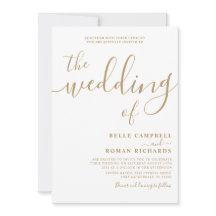 Calligraphie classique Mariage blanc et or