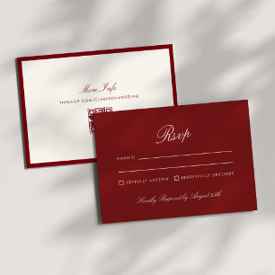 Invitation Calligraphie Classique Rouge Profond Rsvp Vieille
