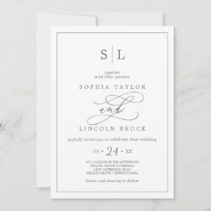 Invitation Calligraphie d'argent romantique Mariage