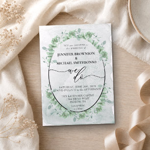 Invitation Calligraphie de fille Nous faisons Botanique Eucal