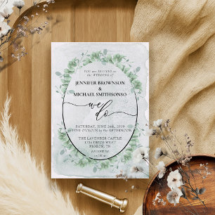 Invitation Calligraphie de fille Nous faisons Botanique Eucal