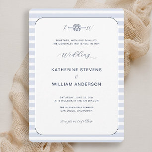 Invitation Calligraphie de noeud d'infini nautique Mariage cô