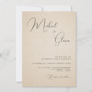 Invitation Calligraphie de sable beige moderne Code QR RSVP M