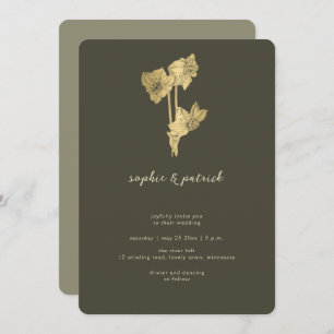 Invitation Calligraphie de script Daffodil Gold Minimal Maria