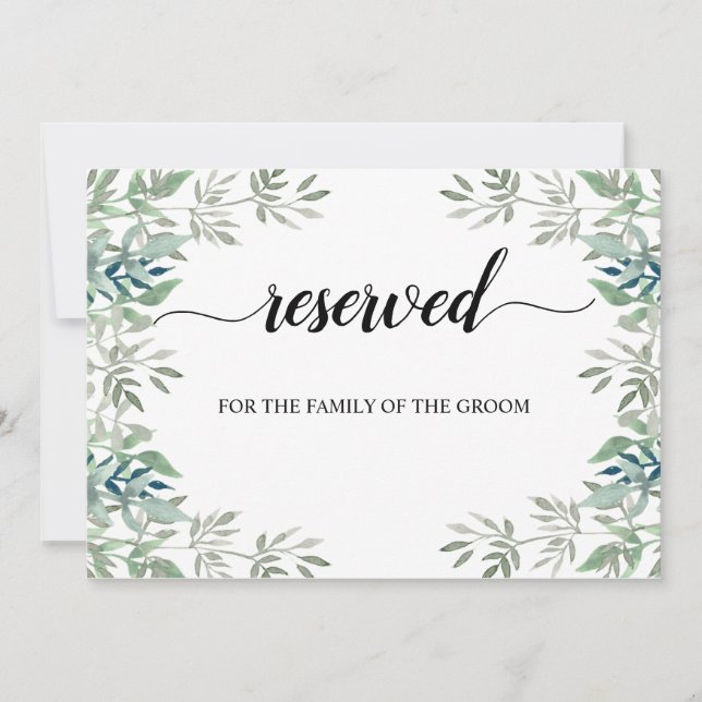Invitation Calligraphie de verdure Panneau de siège Mariage r (Devant)