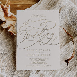 Invitation Calligraphie d'or romantique | Ivory Le Mariage De