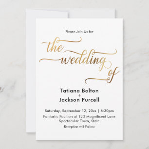 Invitation Calligraphie Dorée Élégante Le Mariage de