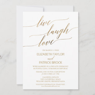 Invitation Calligraphie dorée élégante Vivre Rire Aimer