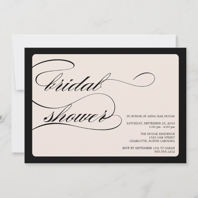 Invitation {calligraphie} douche nuptiale (Devant)