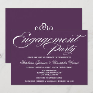 Invitation Calligraphie Elégance Eggplant Engagement Partie