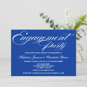Invitation Calligraphie Élégance Royal Blue Engagement Party