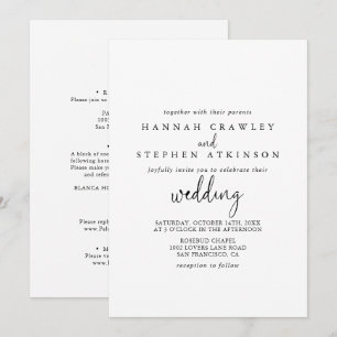Invitation Calligraphie Élégant Script Mariage avant et arriè
